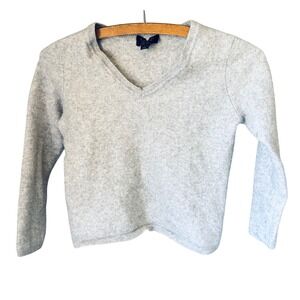 Charter Club KIDS Cashmere‎ Sweater V-Neck Luxury Soft Knit Gray Large